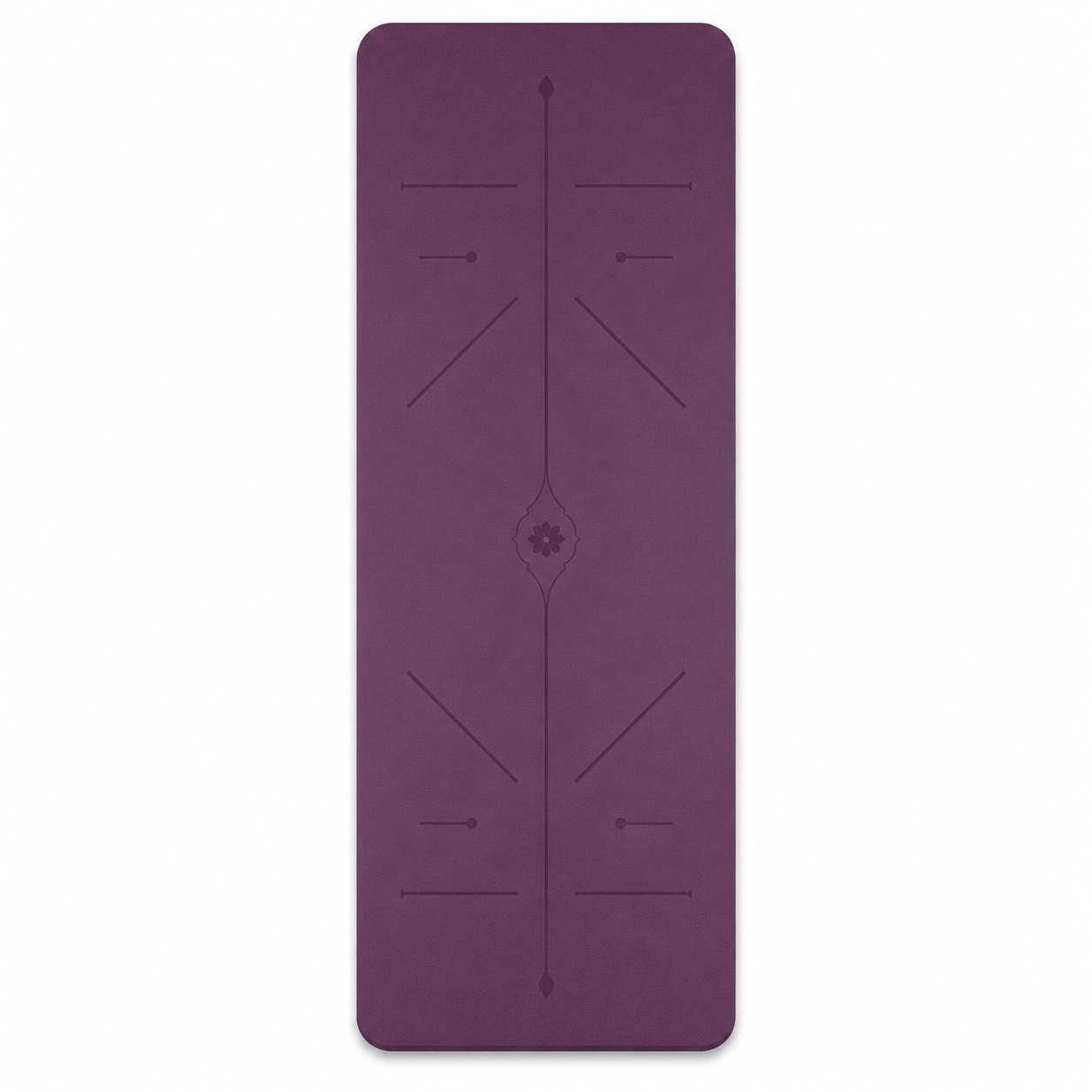 Tapis de yoga en PVC violet prune avec repères 173x61 cm épaisseur 6 mm