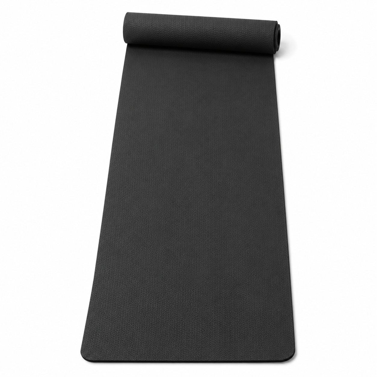 Tapis de yoga extra long en TPE noir 200x66 cm épaisseur 6 mm