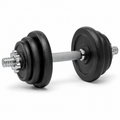 Haltère réglable en fonte 20 kg avec disques et barre chromée