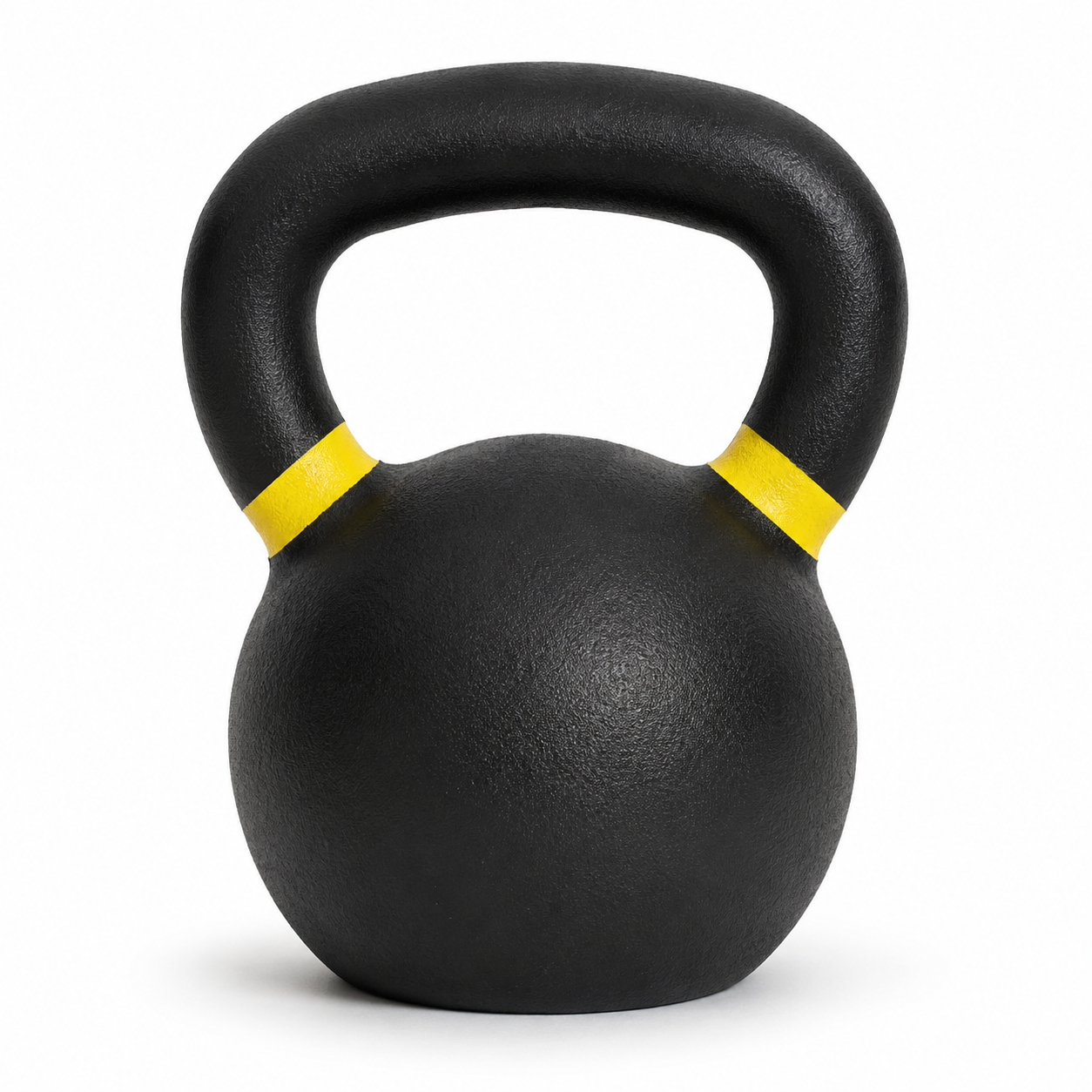 Kettlebell en fonte noire 8 kg avec anneau de repérage jaune