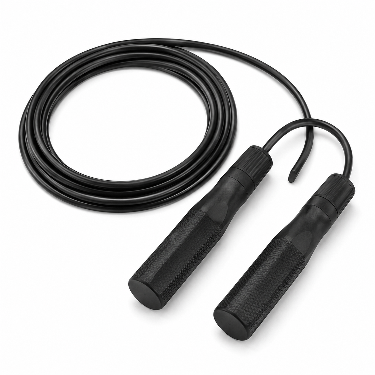 Corde à sauter réglable en PVC noir longueur 3 m poignées ergonomiques