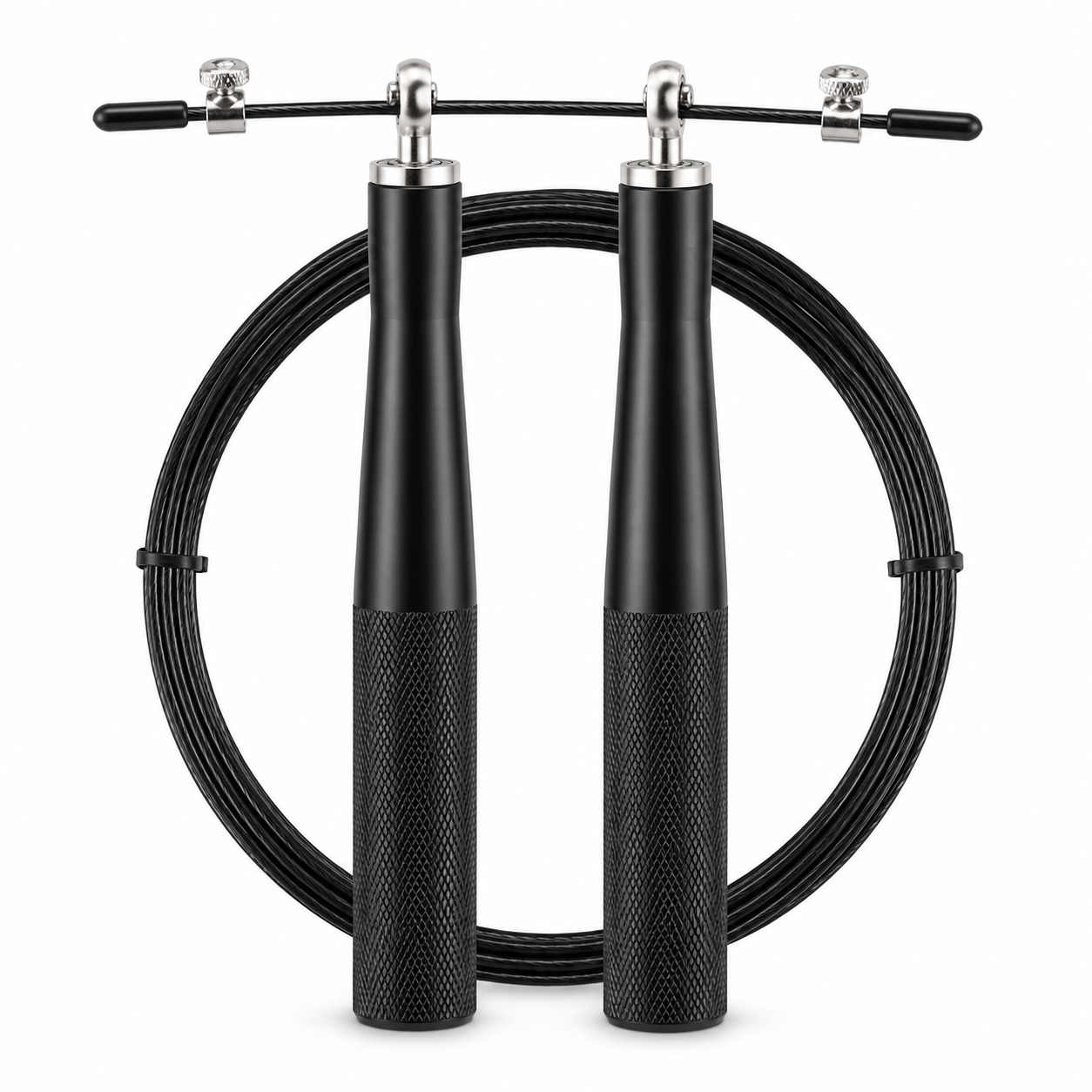 Corde à sauter de vitesse noire câble acier gainé longueur 3 m