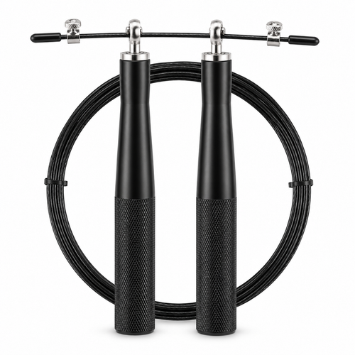 Corde à sauter de vitesse noire câble acier gainé longueur 3 m