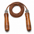 Corde à sauter en cuir marron 2,8 m avec poignées bois